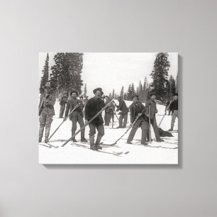 Colorado-skiërs, 1910 canvas afdruk