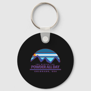 Colorado Skiing Mountain Snowboarden Rocky Powder Sleutelhanger