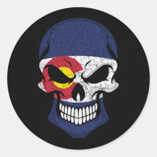 Colorado Smiling Skull Flag Ronde Sticker