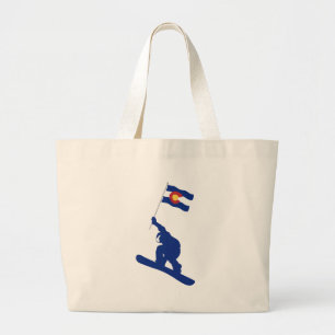 Colorado Snowboard Flag Grote Tote Bag