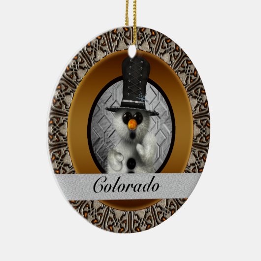 Colorado Snowman-kerstversiering Keramisch Ornament (Rechts)