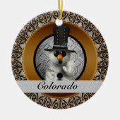 Colorado Snowman-kerstversiering Keramisch Ornament (Voorkant)