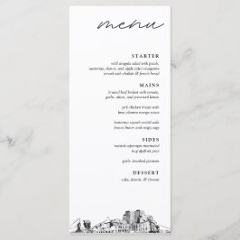 Colorado Spring Skyline Modern Wedding Dinner Menu