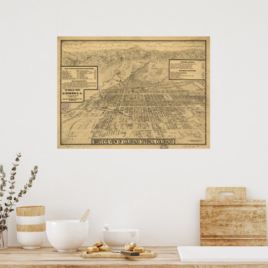 Colorado Springs 1909 Panorama Poster (Keuken)