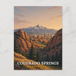 Colorado Springs Bergachtige Silhouette Kunst Briefkaart