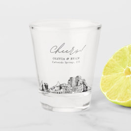 Colorado Springs bruiloft gunst gepersonaliseerd g Shot Glas