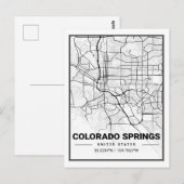Colorado Springs CO Carolina USA Travel City Map Briefkaart (Voorkant / Achterkant)