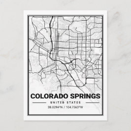 Colorado Springs CO Carolina USA Travel City Map Briefkaart