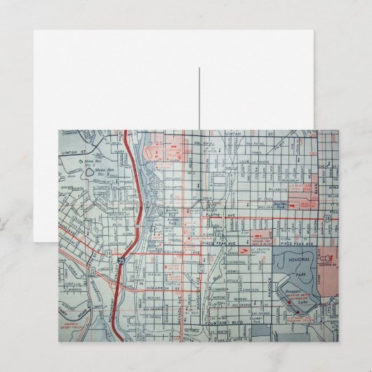 COLORADO SPRINGS, CO  Map Briefkaart (Voorkant / Achterkant)