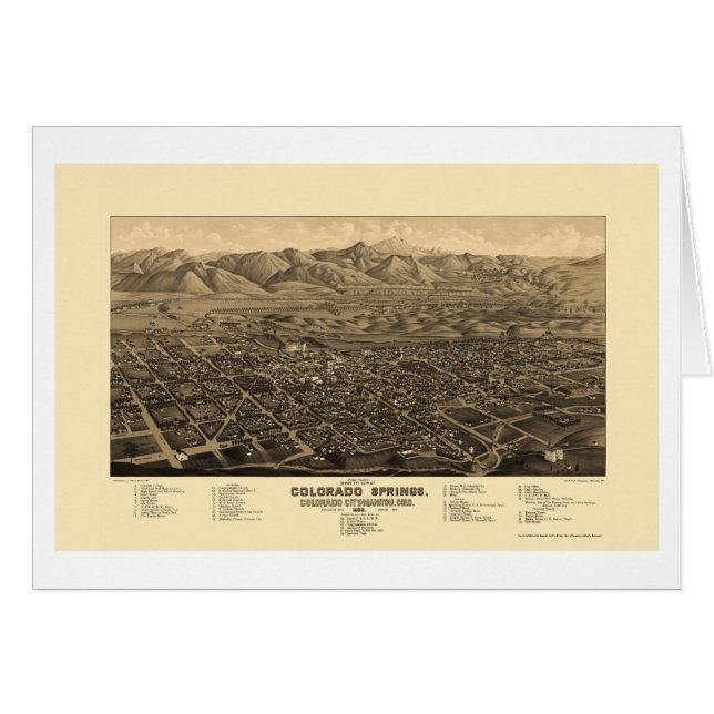 Colorado Springs, CO Panoramic Map - 1882 (Voorkant Horizontaal)