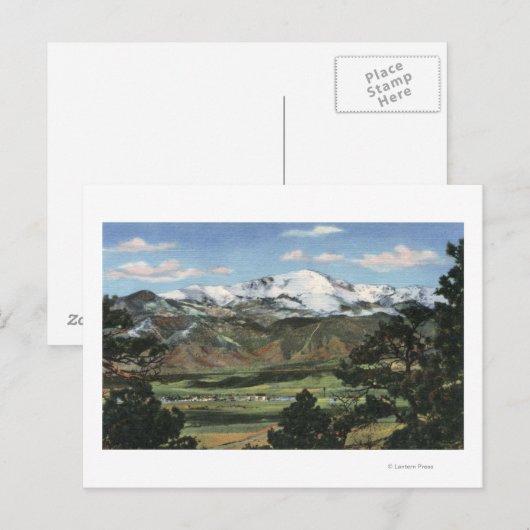 Colorado Springs, CO - Pikes Peak Briefkaart (Voorkant / Achterkant)