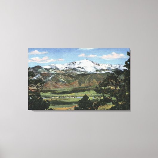 Colorado Springs, CO - Pikes Peak Canvas Afdruk (Voorkant)