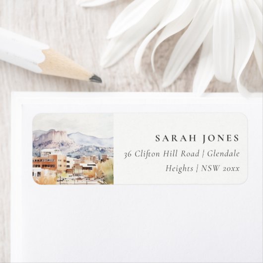 Colorado Springs, Colorado Aquarel Adres Etiket (Insitu)