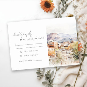 Colorado Springs, Colorado Aquarel Bruiloft RSVP Kaartje