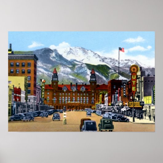 Colorado Springs Colorado Pike Peaks Avenue Poster (Voorkant)