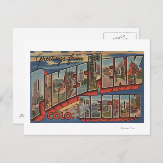 Colorado Springs, Colorado - Pikes Peak Briefkaart (Voorkant / Achterkant)