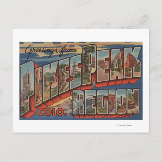 Colorado Springs, Colorado - Pikes Peak Briefkaart (Voorkant)