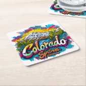 Colorado Springs, Colorado Pikes Peak Mountain Kartonnen Onderzetters (Schuin)