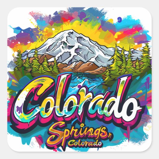 Colorado Springs, Colorado Pikes Peak Mountain Vierkante Sticker (Voorkant)