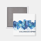 Colorado Springs Colorado Skyline Blue Magneet (Voorkant / Achterkant)