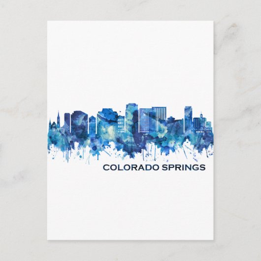 Colorado Springs Colorado Skyline Blue Uitnodiging Briefkaart (Voorkant)