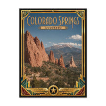 Colorado Springs Colorado Vintage Art Deco Gouden 