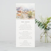 Colorado Springs, Colorado Watercolor Wedding Menu Kaart (Staand voorkant)