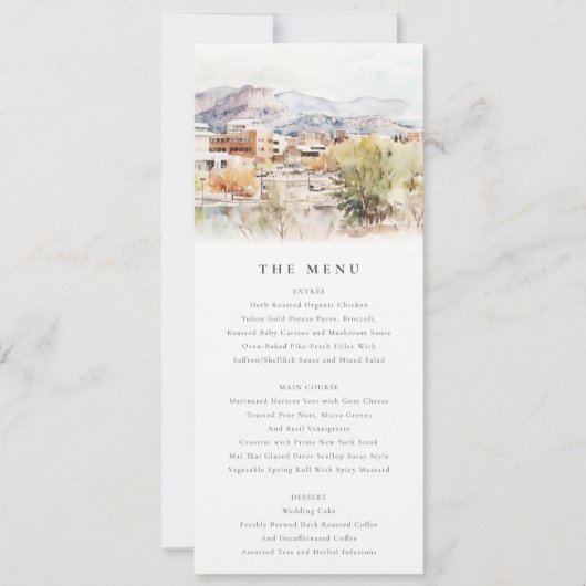 Colorado Springs, Colorado Watercolor Wedding Menu Kaart (Voorkant)