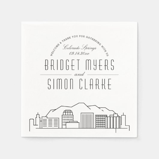 Colorado Springs Deco Skyline | Weddenschap Servet (Voorkant)