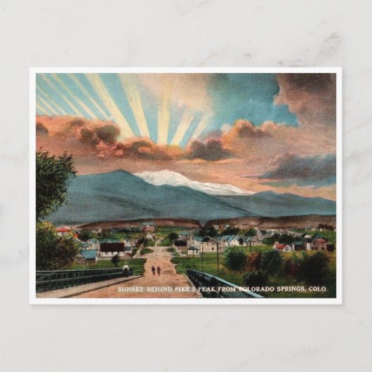 Colorado Springs  Pikes Peak sunset Briefkaart (Voorkant)