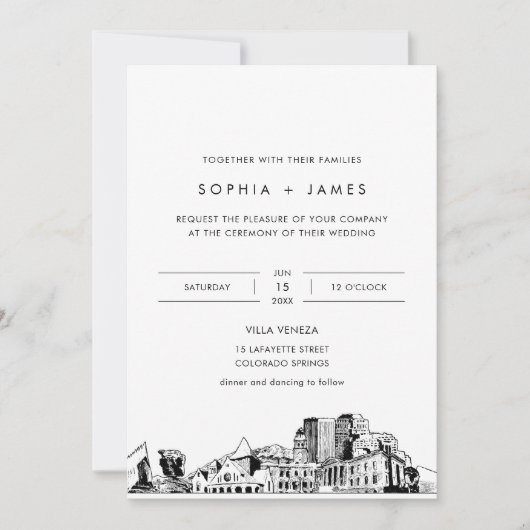 Colorado Springs Skyline bruiloft uitnodiging (Voorkant)