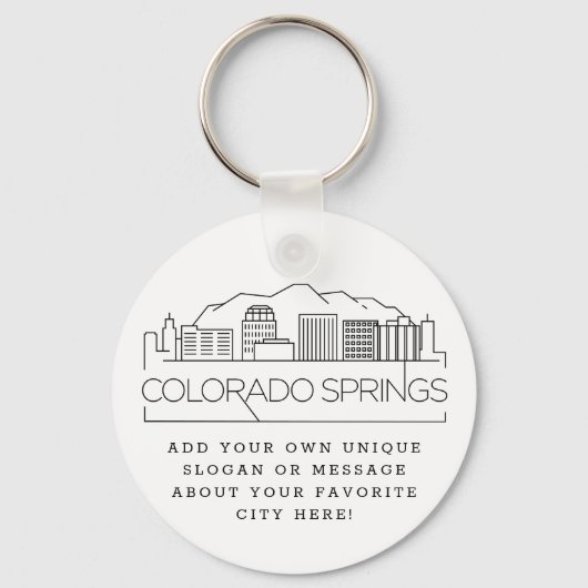 Colorado Springs Stylized Skyline | Aangepaste slo Sleutelhanger (Voorkant)