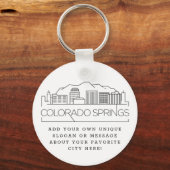 Colorado Springs Stylized Skyline | Aangepaste slo Sleutelhanger (Voorkant)
