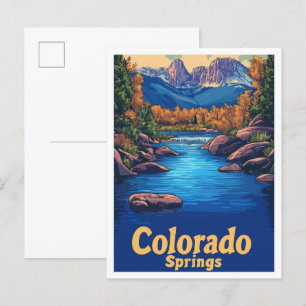 Colorado Springs USA Vintage Travel Illustratie Briefkaart