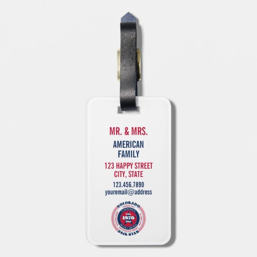 Colorado staat gepersonaliseerde gift Bagagelabel (Achterkant verticaal)