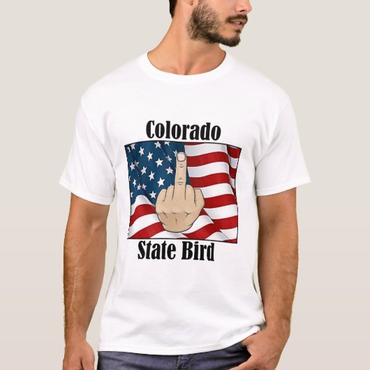Colorado staat vogel t-shirt middelvinger vlag (Voorkant)