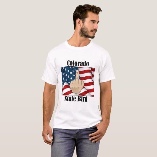 Colorado staat vogel t-shirt middelvinger vlag (Voorkant volledig)