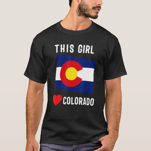 Colorado State Denver Flag Souvenir Mountain Vinta T-shirt (Voorkant)