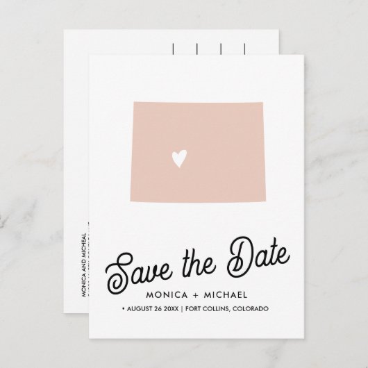 COLORADO State Destination Wedding - ELKE KLEUR! Aankondigingskaart (Voorkant / Achterkant)