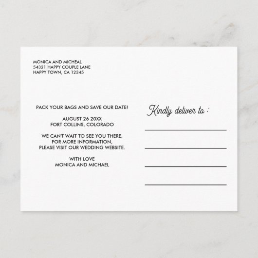 COLORADO State Destination Wedding - ELKE KLEUR! Aankondigingskaart (Achterkant)