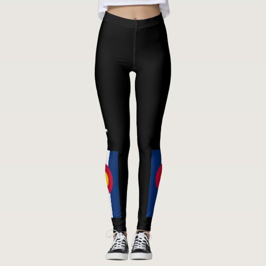 Colorado State Flag Leggings Black Running Pants (Voorkant)