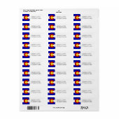 Colorado State Flag Wit Gepersonaliseerd Etiket (Full Sheet)