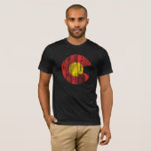 Colorado State Flag Wood Grain Denver Love T-shirt (Voorkant volledig)