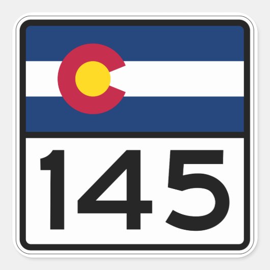 Colorado State Highway 145 Vierkante Sticker (Voorkant)