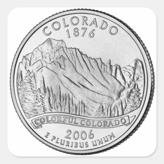 Colorado State Quarter Vierkante Sticker (Voorkant)
