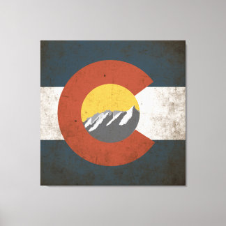 Colorado State Vlag Grunge met Bergen Canvas Afdruk