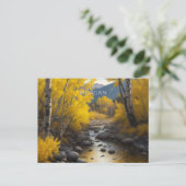 Colorado Stream & Aspen Bomen Kunst, Naam, Bericht Briefkaart (Staand voorkant)