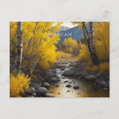 Colorado Stream & Aspen Bomen Kunst, Naam, Bericht Briefkaart (Voorkant)