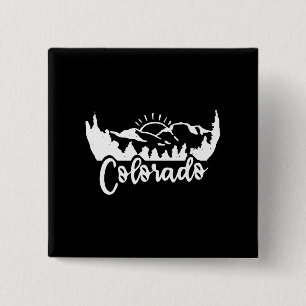 Colorado T-shirt - Retro bergen Natuur Hike Vierkante Button 5,1 Cm