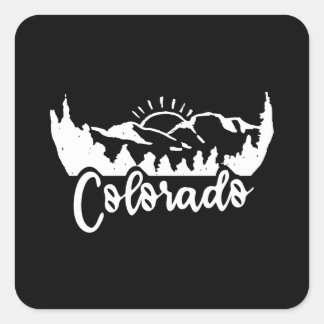 Colorado Tee - Retro Vintage Mountains Nature Hike Vierkante Sticker